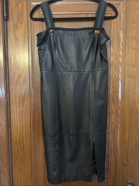 Salvatore Ferragamo Dresses & Skirts - Ferragamo Black Leather Strap knee length dress